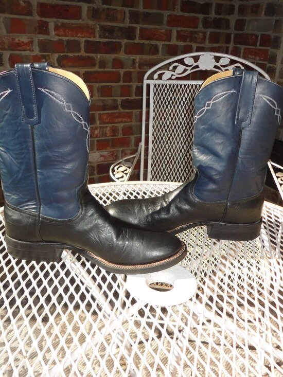 ANDERSON BEAN Men\'s Blue & Black Rounded Toe Leather Western Boots Size 9B main image 5